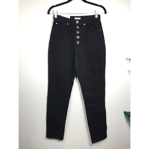 WEWOREWHAT NWT Danielle Black Crystal Button Straight Leg Jean Womens 26 Preppy - Picture 2 of 13